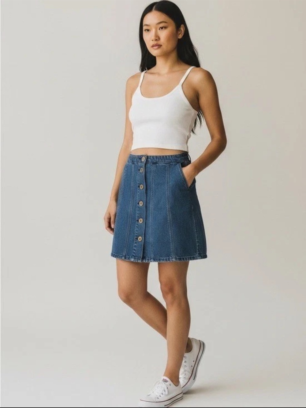 Pilcro Anthropologie denim jean button skirt